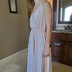 Lulu's Backless Pink Maxi Dress- S